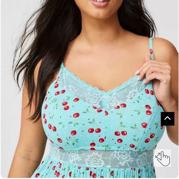 TORRID Women’s Super Soft Rib Lace Trim Sleep Chemise Cherry Cherries Size 1 - Picture 9 of 13